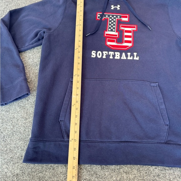 Under Armour Pullover Hoodie Fleece Men XL USA Flag Patriotic Blue Softball Texa - Picture 5 of 10